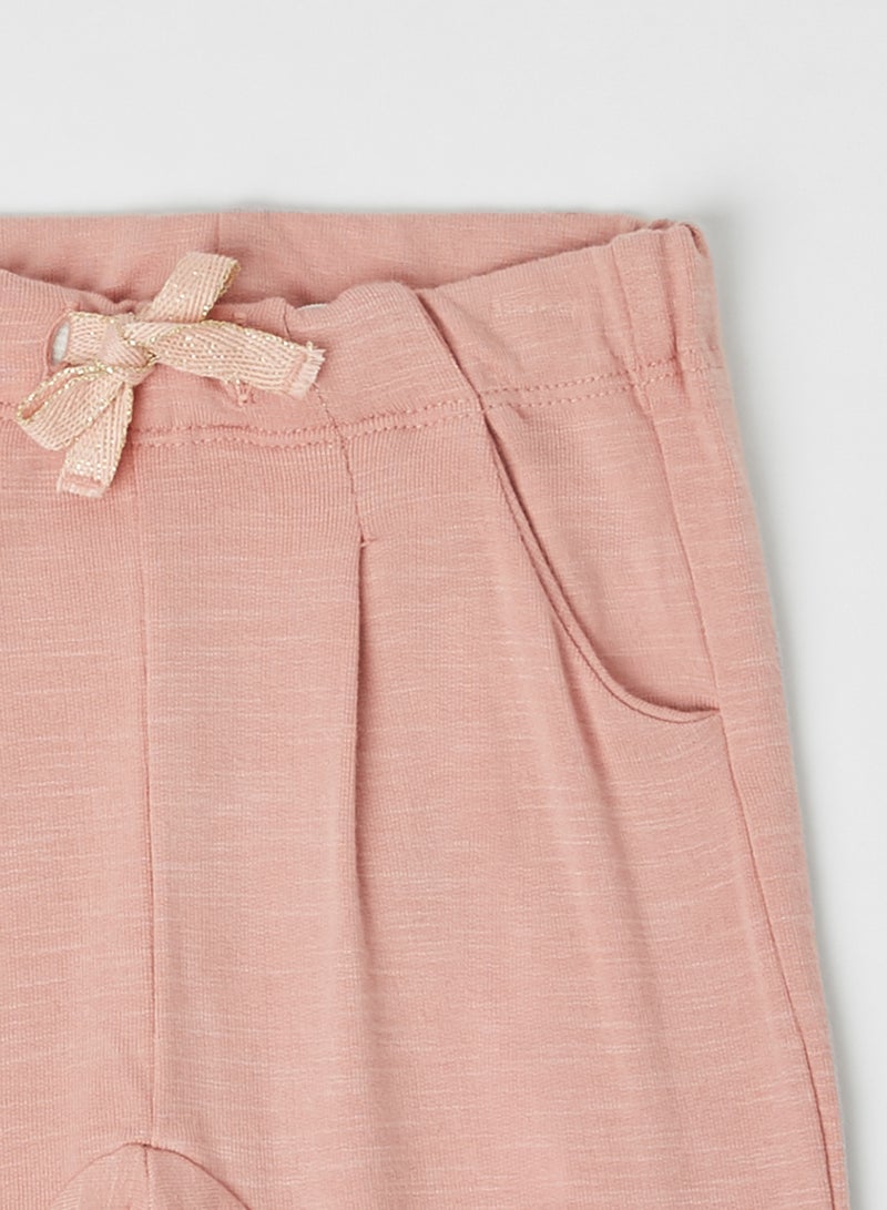 NAME IT - Solid Pattern Tie Waist Sweatpants Blush - Image 1