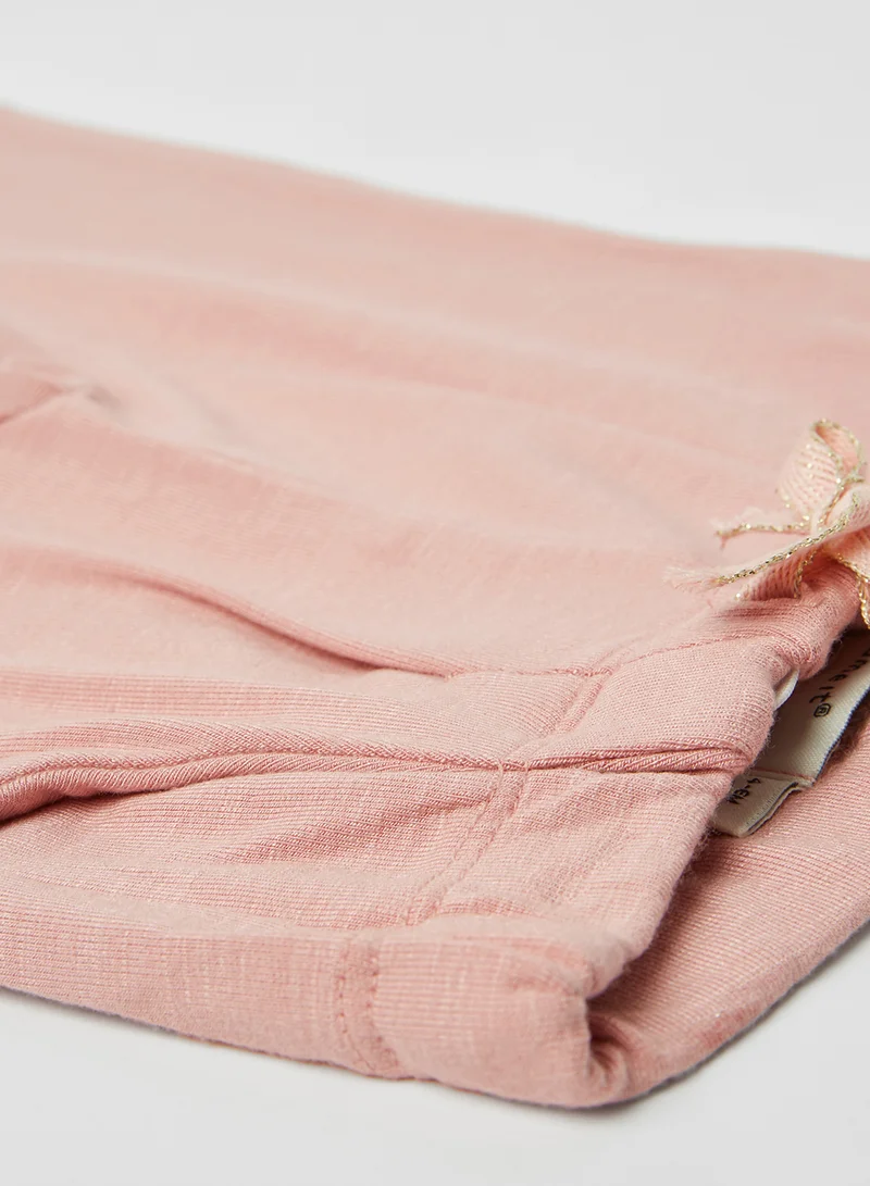 NAME IT Solid Pattern Tie Waist Sweatpants Blush