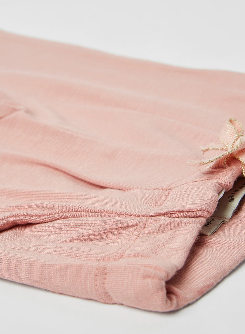 NAME IT - Solid Pattern Tie Waist Sweatpants Blush - Image 1