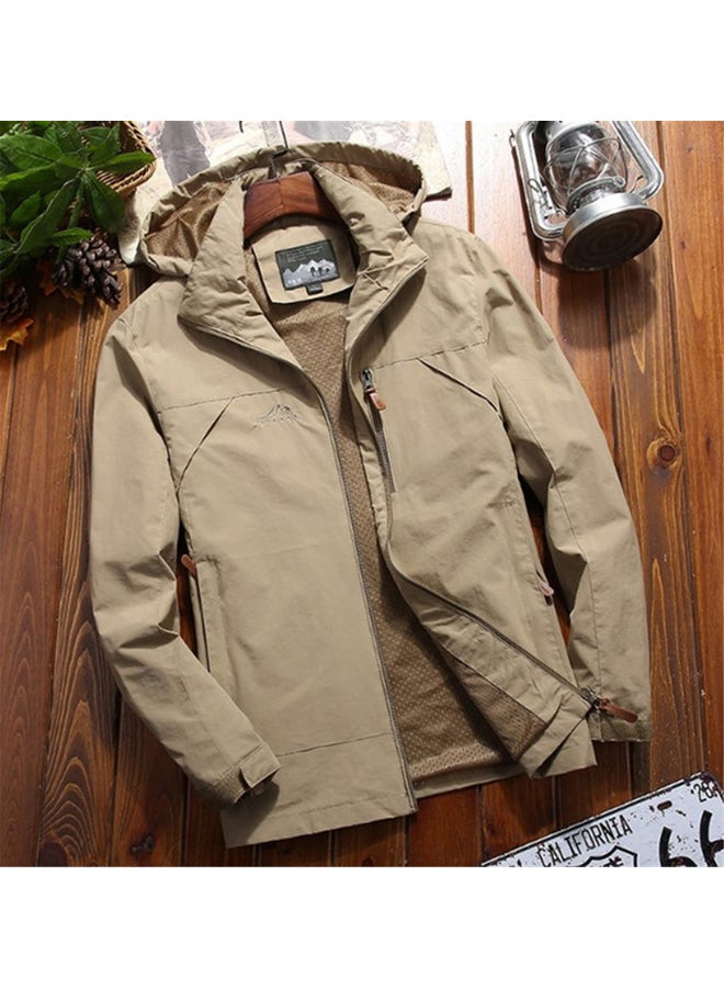2020 mountaineering stormsuit windbreaker Men's outdoor sports jacket khaki - Image 2