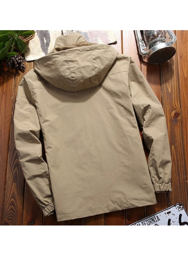 2020 mountaineering stormsuit windbreaker Men's outdoor sports jacket khaki - Image 3