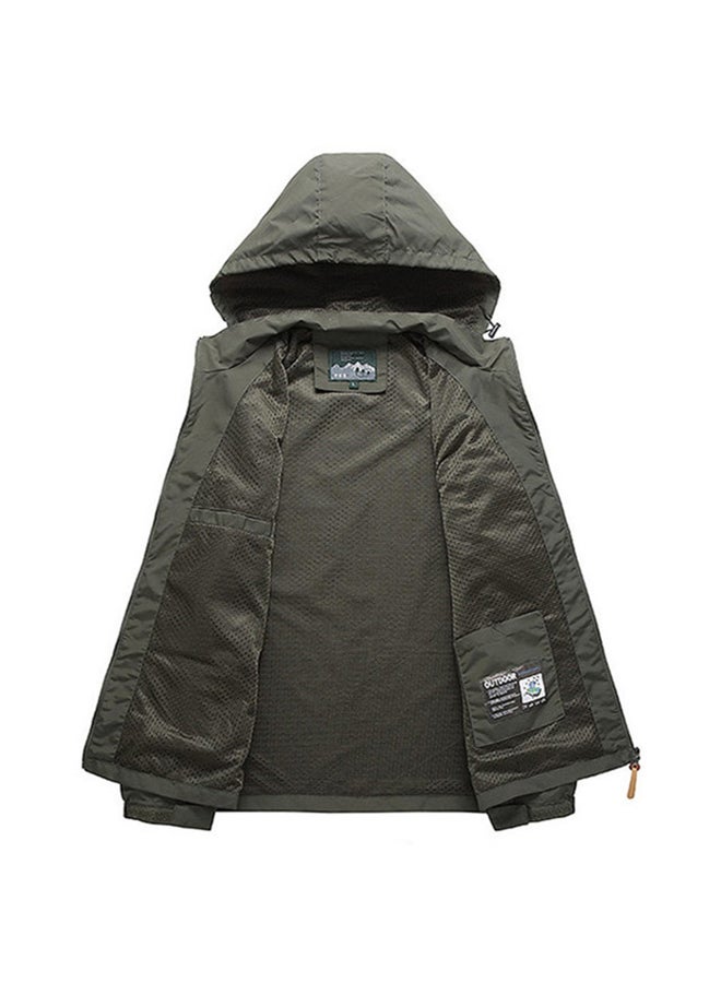 2020 mountaineering stormsuit windbreaker Men's outdoor sports jacket Army green - Image 3