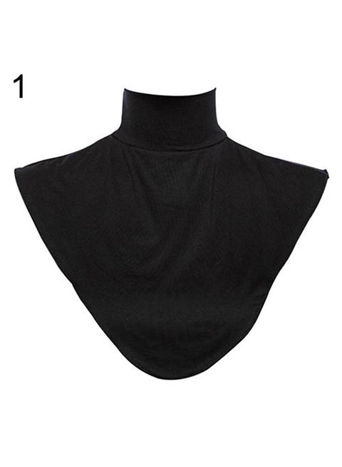 Solid False Collar Hijab Black
