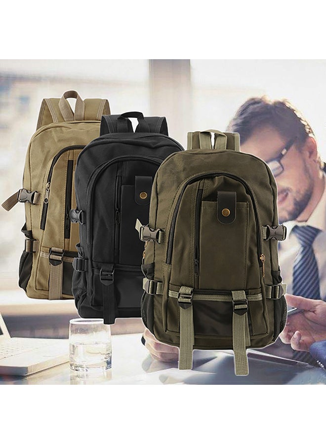 Men Casual Canvas Backpack School Rucksack Vintage Satchel Shoulder Laptop Bag Army Green  - Image 2
