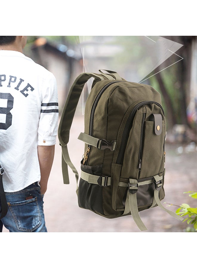 Men Casual Canvas Backpack School Rucksack Vintage Satchel Shoulder Laptop Bag Army Green  - Image 3