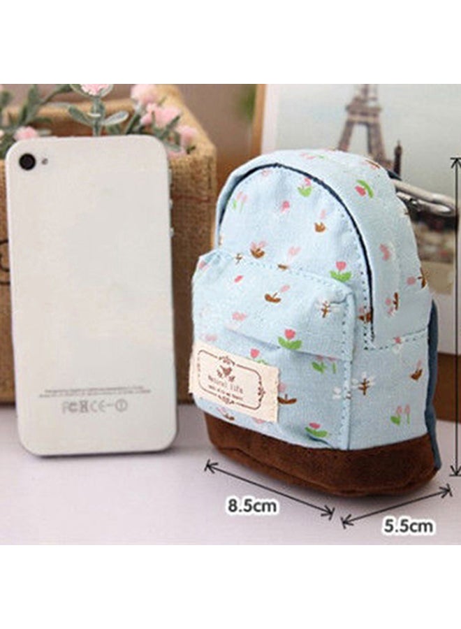 Generic Canvas Case Coin Card Backpack Flower Purse Zipper Bag Pouch Small Wallet Blue  - Image 2