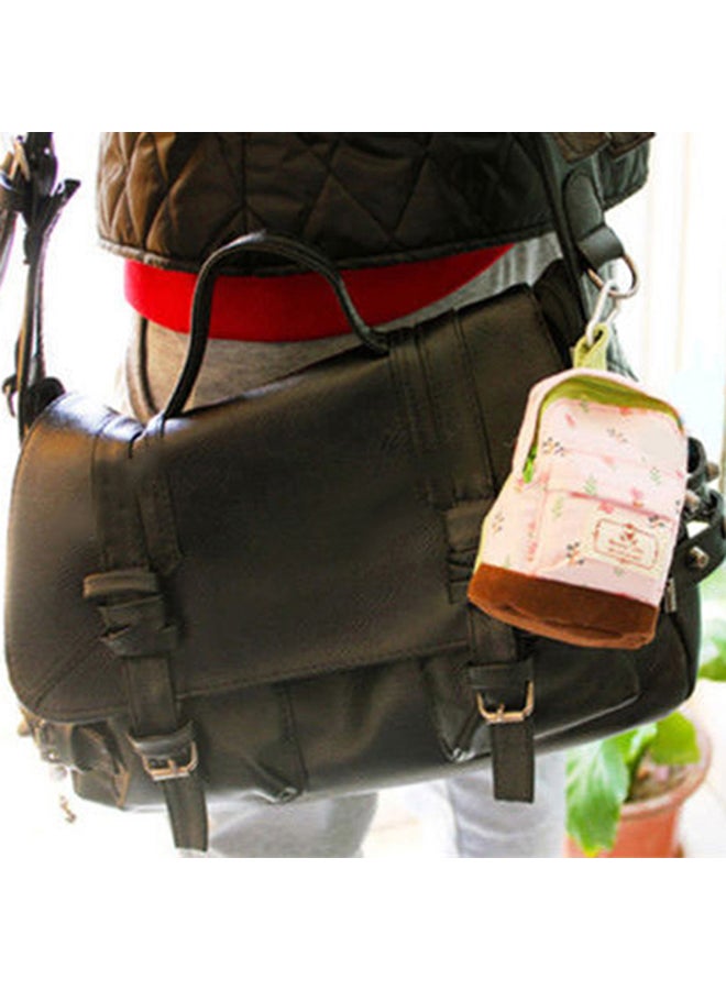 Canvas Case Coin Card Backpack Flower Purse Zipper Bag Pouch Small Wallet Beige - Image 3