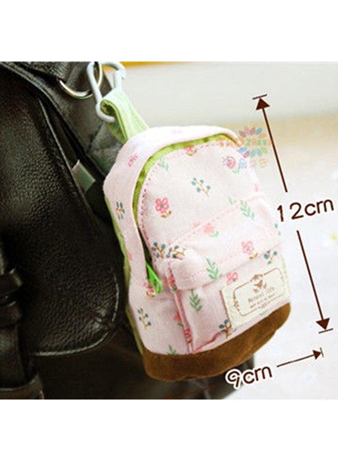 Canvas Case Coin Card Backpack Flower Purse Zipper Bag Pouch Small Wallet Beige - Image 4
