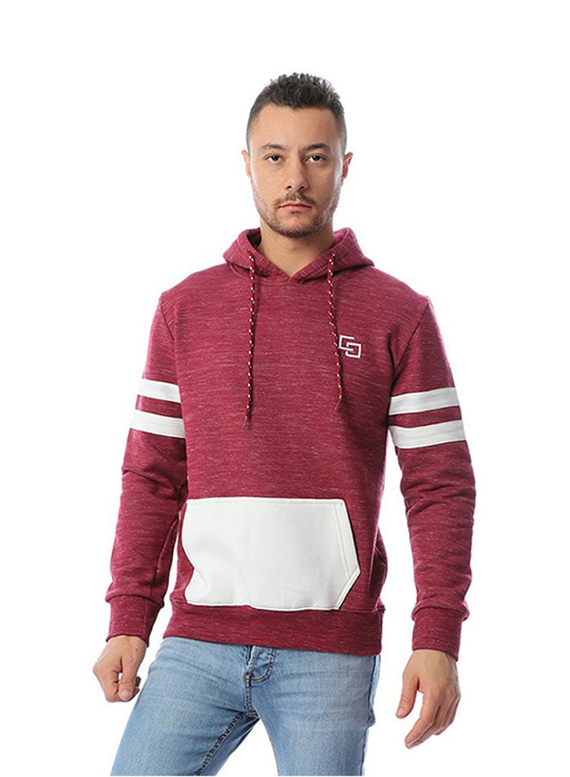 Casual Solid Hoodie Maroon - Image 1