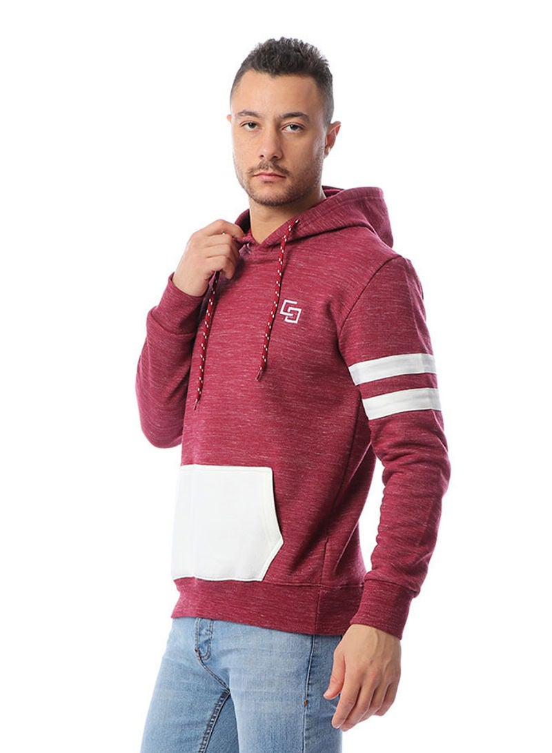 Casual Solid Hoodie Maroon - Image 3