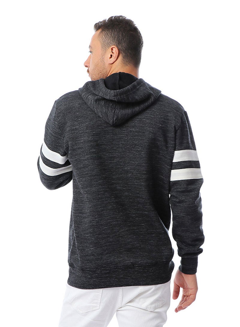 Casual Solid Hoodie Gray  - Image 2