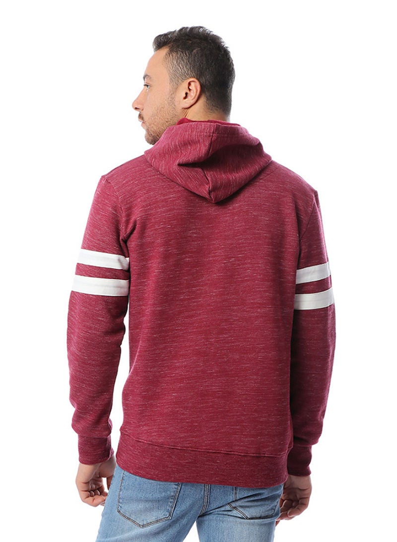 Casual Solid Hoodie Maroon - Image 2