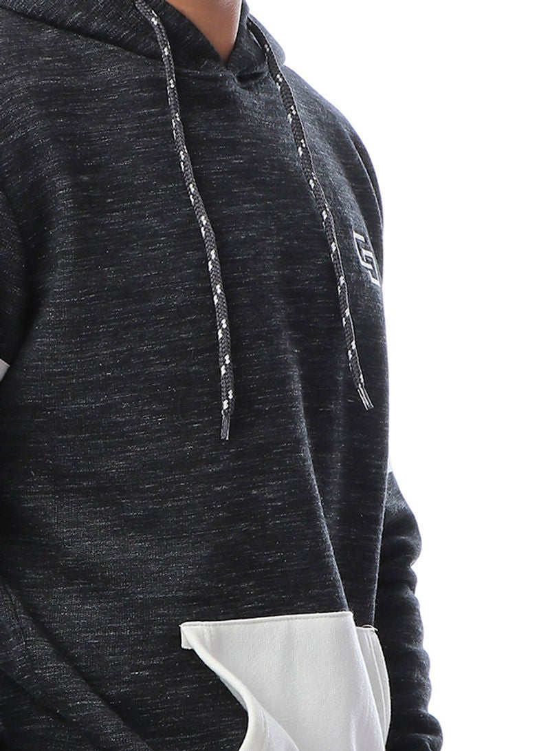 Casual Solid Hoodie Gray  - Image 4