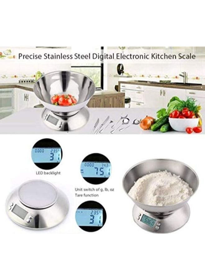 Generic - Stainless Steel Food Bakery Digital Scale With Bowl Silver - Image 1
