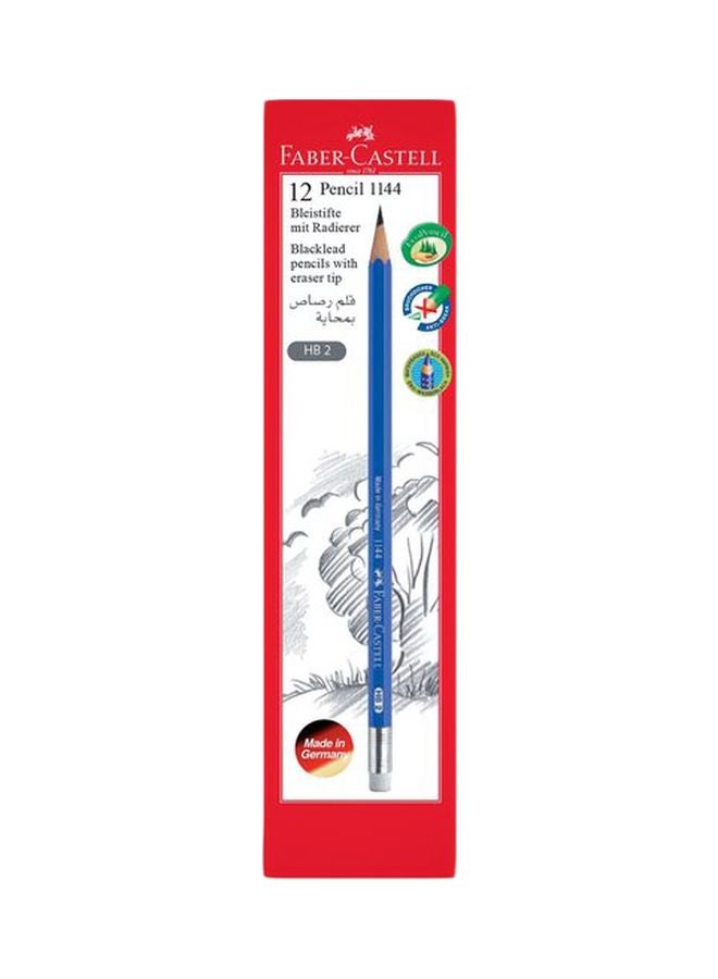 FABER-CASTELL - 12-Piece HB Graphite Pencil With Eraser Tip Blue - Image 1