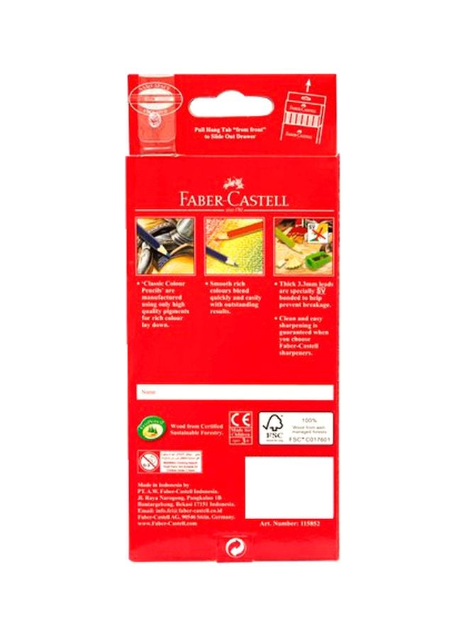 فابير كاستل مجموعة أقلام تلوين كلاسيكية مع مبراة مكونة من 12 قطعة متعدد الألوان - Image 3