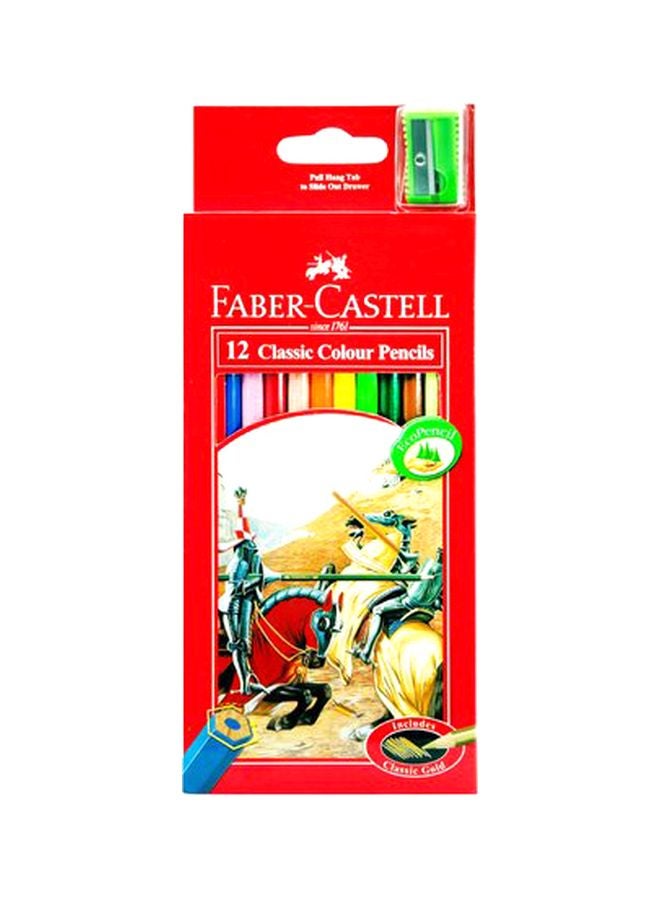 فابير كاستل مجموعة أقلام تلوين كلاسيكية مع مبراة مكونة من 12 قطعة متعدد الألوان - Image 2