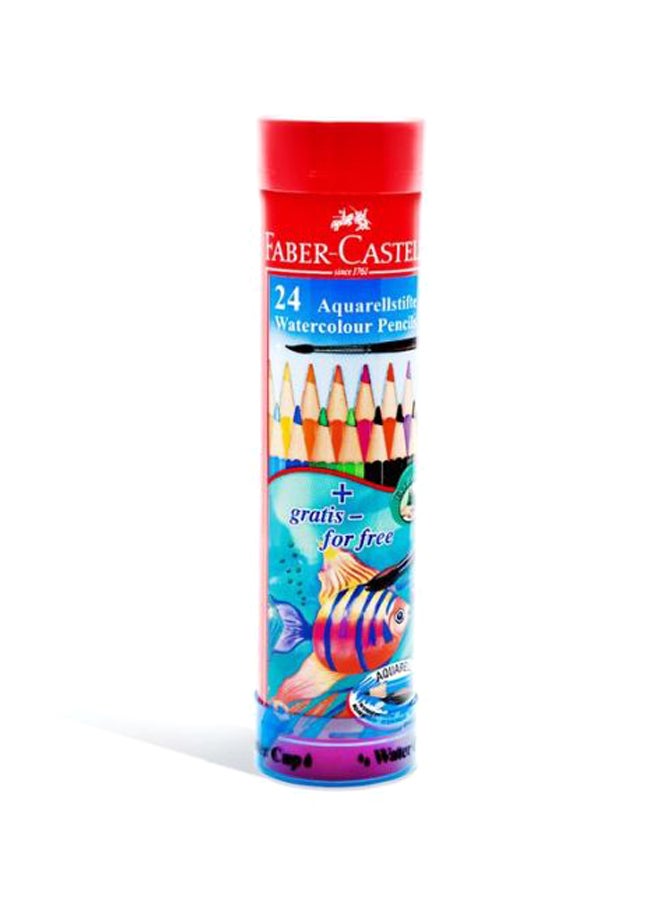 FABER-CASTELL - 24-Piece Fish Design Water Colour Pencils With Metal Tin Multicolour - Image 1