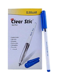 Dollar 50-Piece Clear Stic Ball Pen White/Blue 