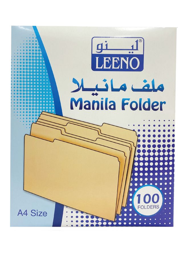 LEENO 100-Piece A4 Manila Folder Brown 