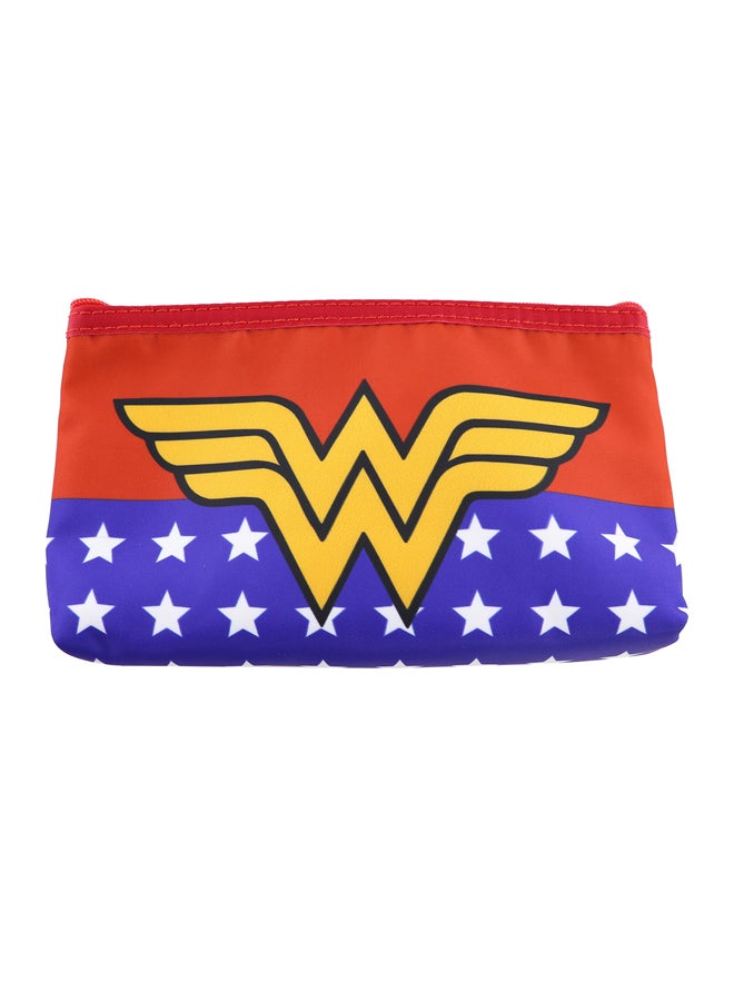 WB Wonder Woman Logo Printed Cosmetic Toiletry Bag Red/Blue/Yellow - Image 2