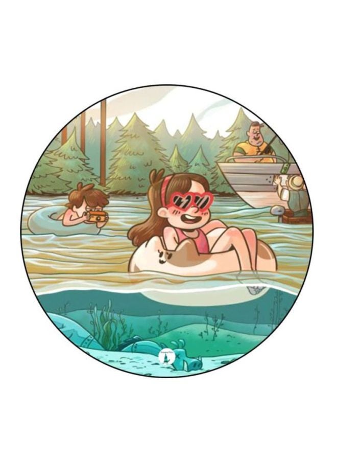 BP Gravity Falls Printed Round Mousepad Blue/Pink/Beige