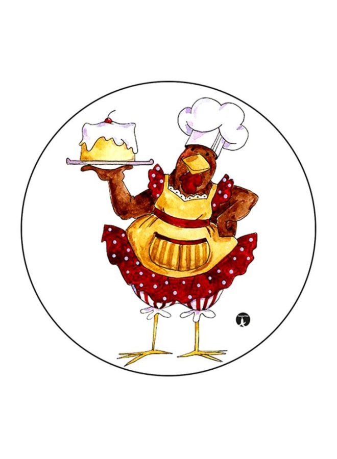 BP A Chicken Printed Round Mousepad White/Red/Yellow