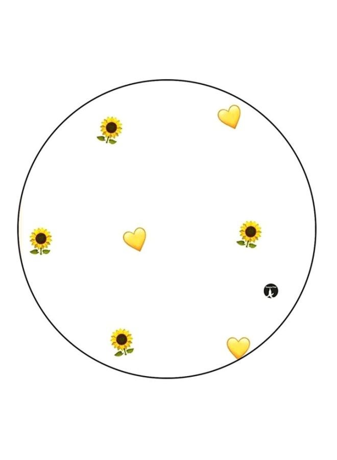 لوحة ماوس دائرية بطبعة رموز تعبيرية أبيض/أصفر/أسود