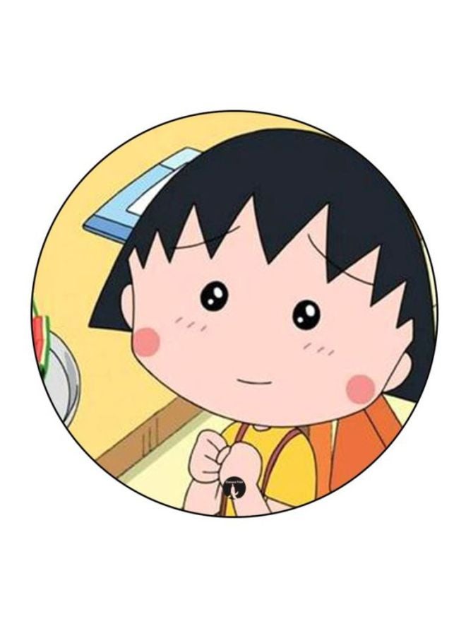 لوحة ماوس مستديرة بطبعة لشخصية من سلسلة قصص المانجا "Chibi Maruko-chan" وردي/ أصفر/ أسود