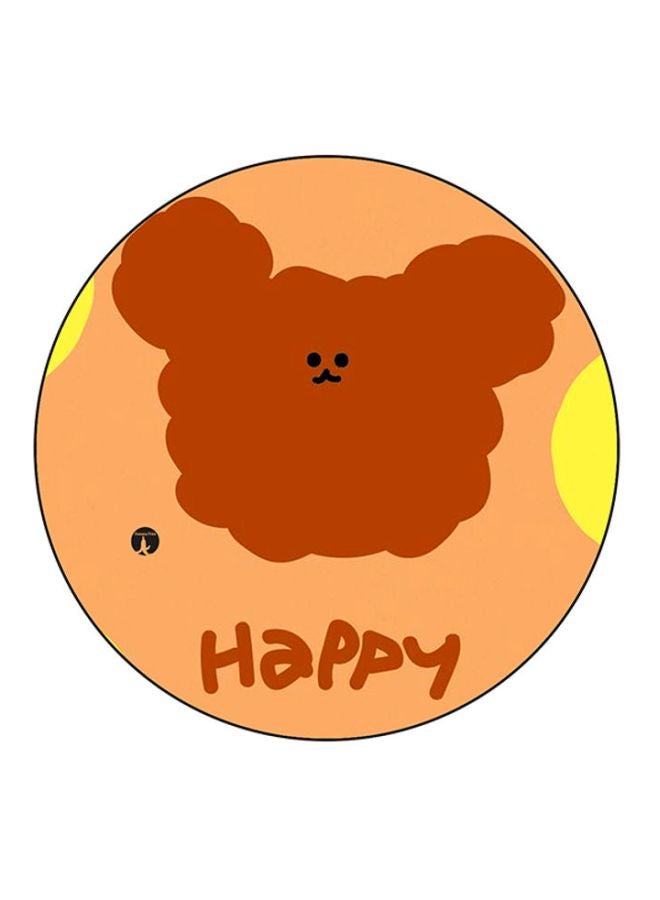بي بي لوحة ماوس دائرية بطبعة كلمة "Happy" بني/أصفر