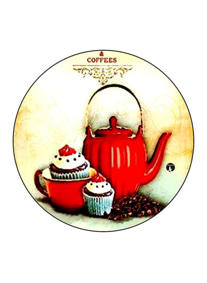 BP Printed Round Mousepad Beige/Red/Brown