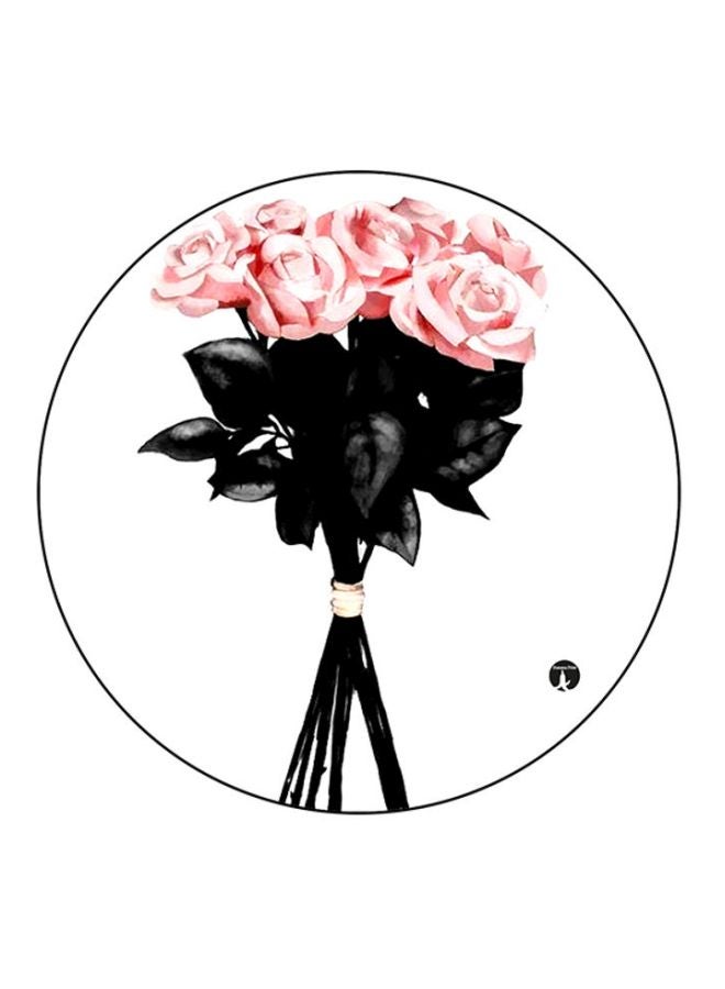 BP Flowers Printed Round Mousepad Pink/Black/White