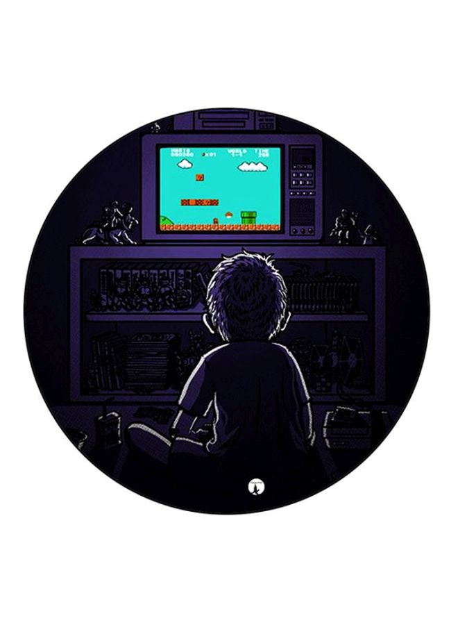 BP Video Game Super Mario Printed Round Mousepad Black/Purple/Blue