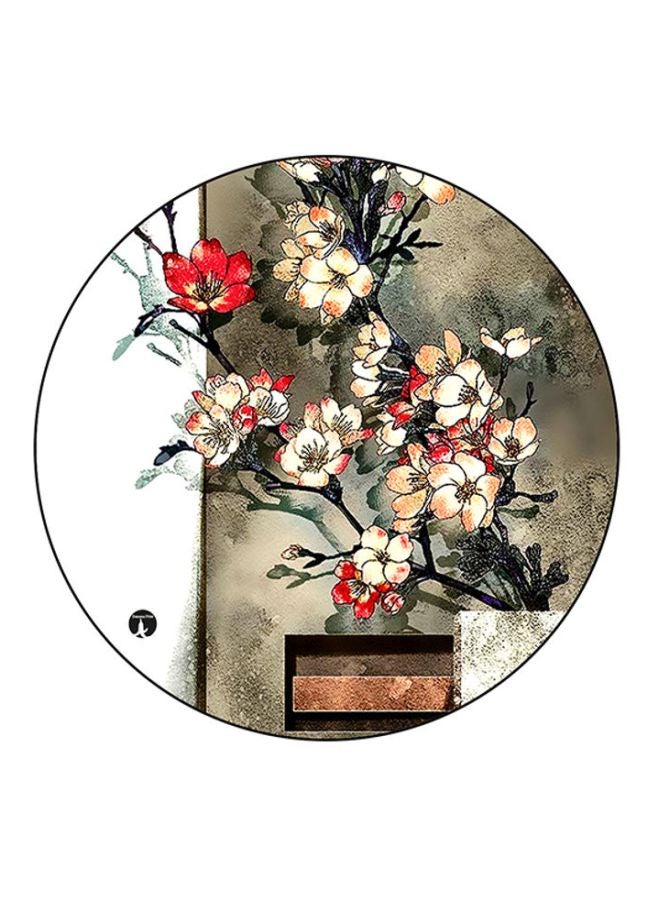 BP Flowers Printed Round Mousepad Brown/Green/White