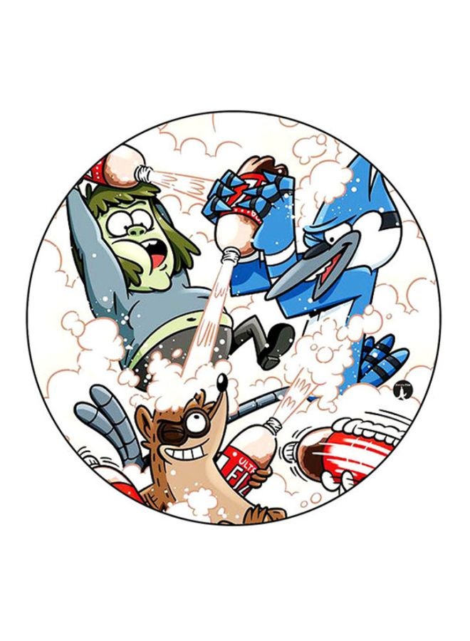 BP Printed Round Mousepad White/Blue/Brown