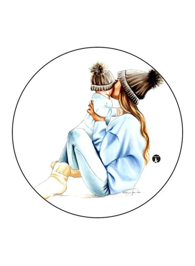 BP A Woman Printed Round Mousepad White/Blue/Brown