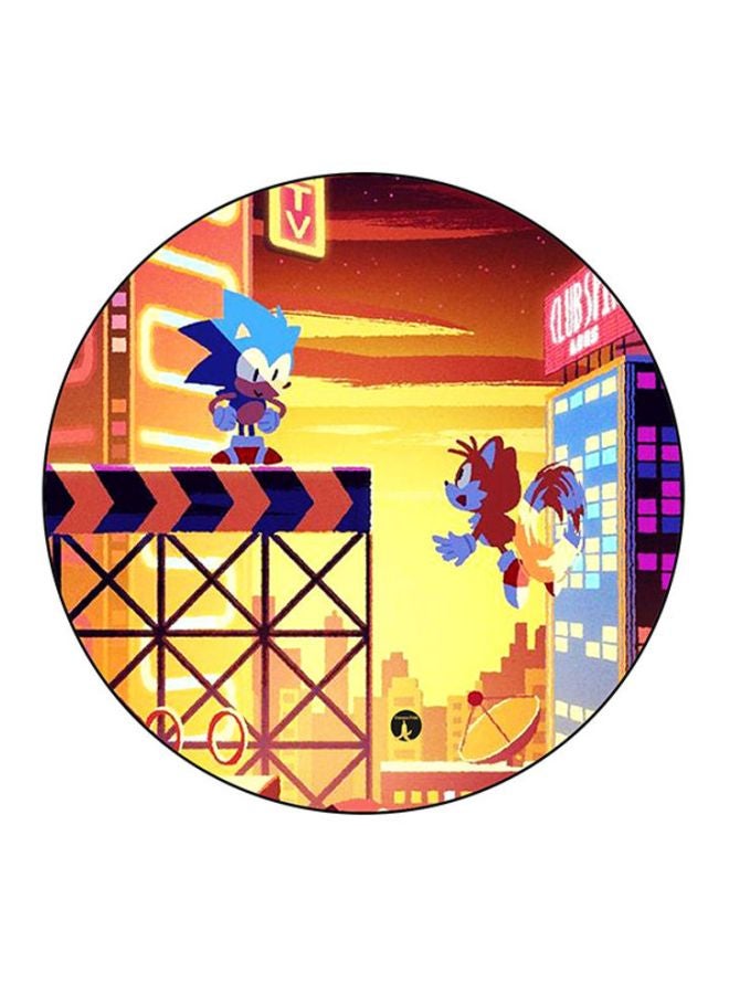BP Super Mario Printed Round Mousepad Yellow/Blue/Brown