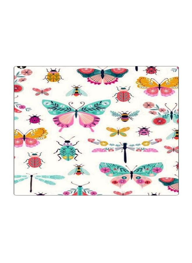 BP Butterfly Printed Anti-Slip Square Mousepad White/Blue/Yellow - Image 1