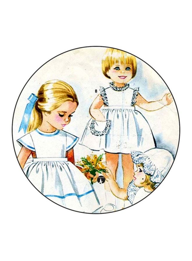 بي بي لوحة ماوس مطبوعة بتصميم فني كلاسيكي أبيض/أزرق/أصفر