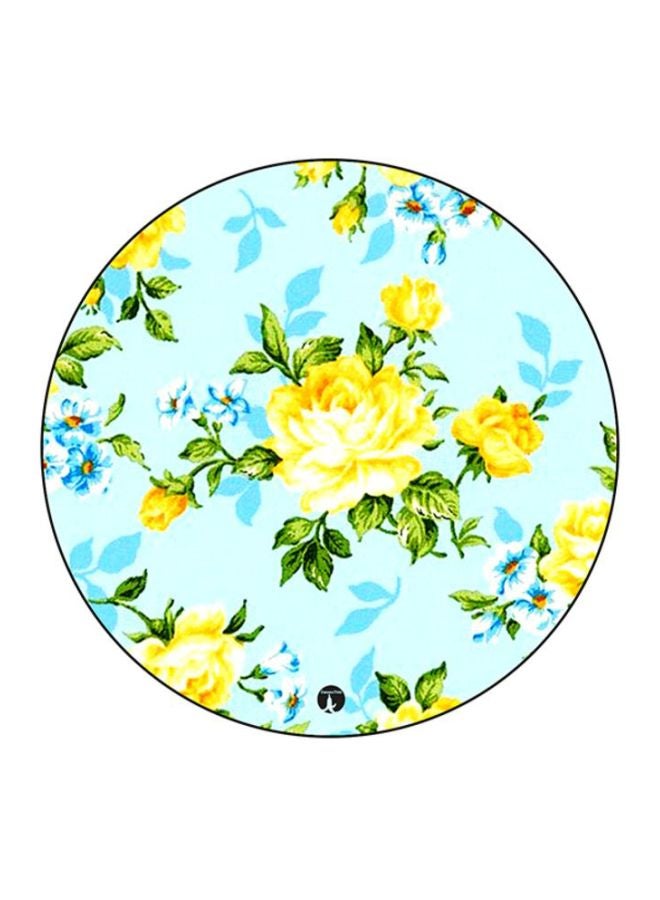 Floral Printed Mouse Pad Blue/Yellow/Green