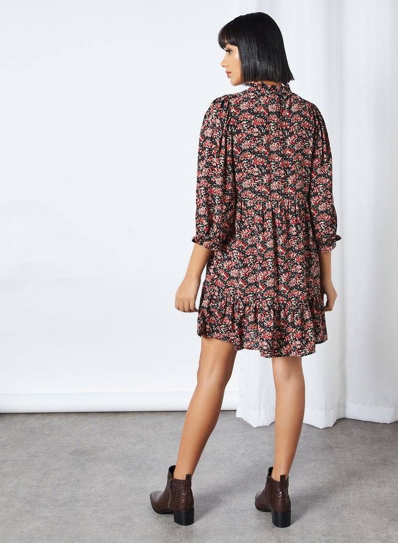 ONLY Larry Smock Floral Print Dress Black  - Image 4