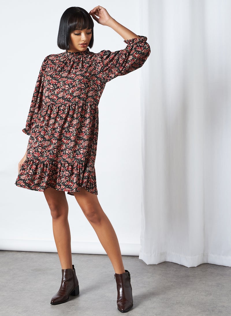 ONLY Larry Smock Floral Print Dress Black  - Image 1