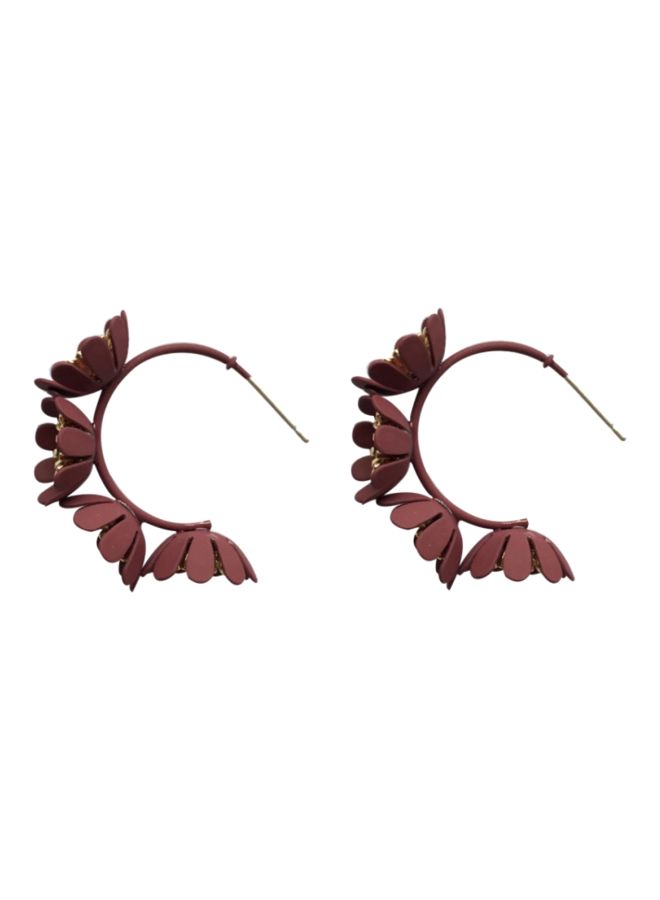 J&J - Floral Designed Hoop Earrings - Image 1
