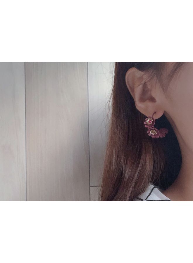 J&J - Floral Designed Hoop Earrings - Image 1