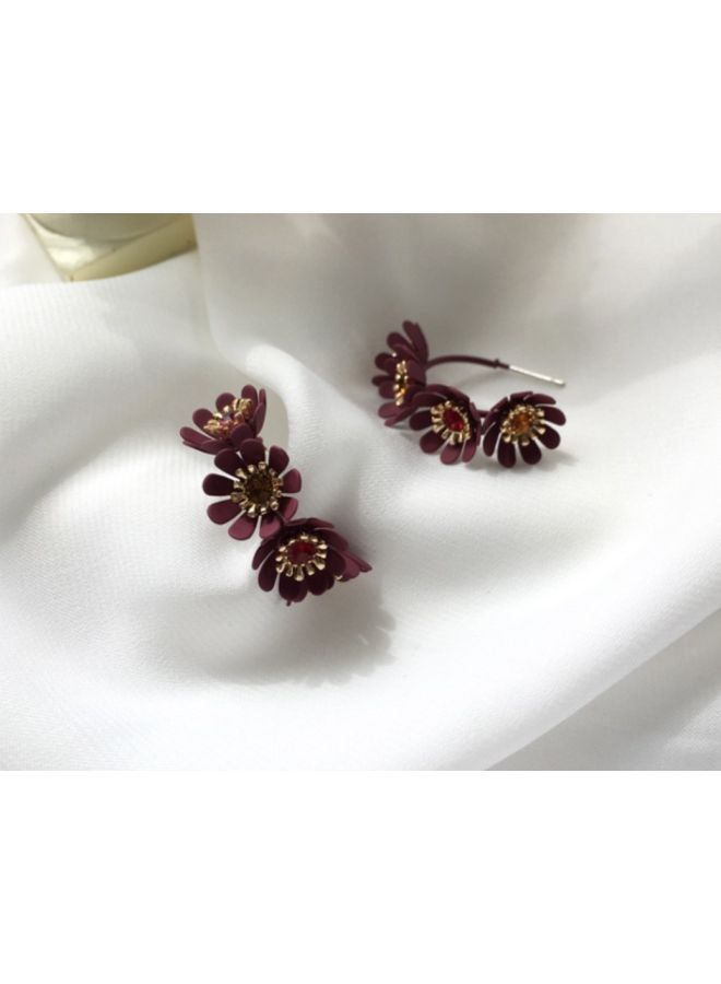 J&J - Floral Designed Hoop Earrings - Image 1