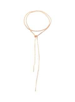 Rhinestone Studded Long Cup Chain Tie Up Choker