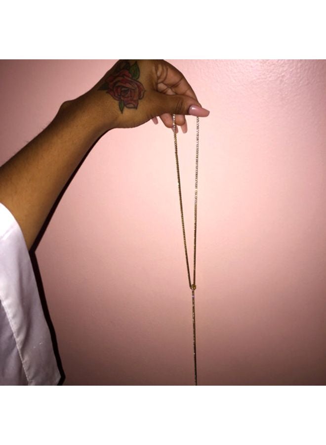 Generic - Rhinestone Studded Long Cup Chain Tie Up Choker - Image 1