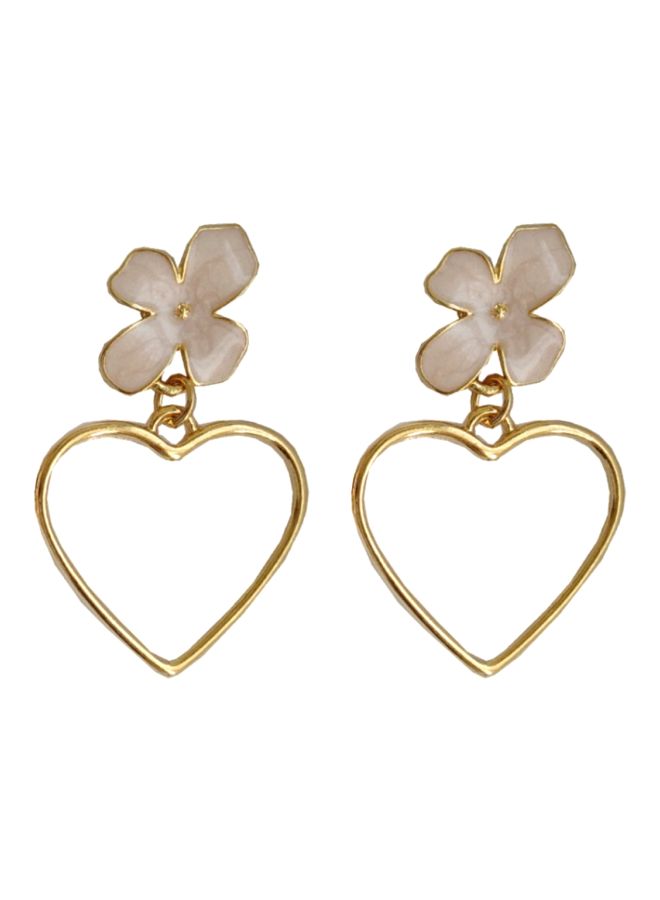 J&J Flower And Heart Designed Dangle Earrings - Image 1