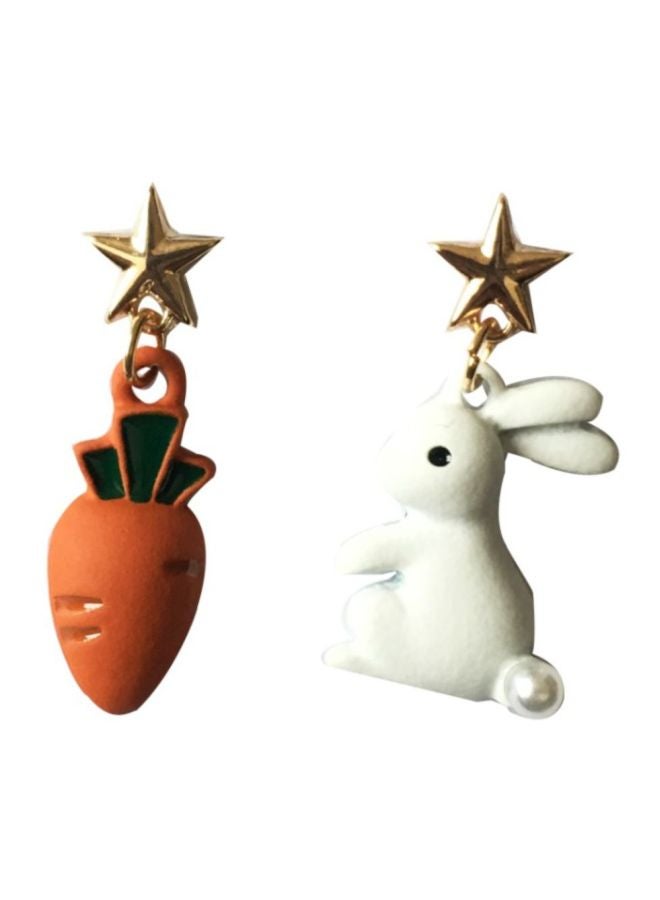 جونسون آند جونسون حلق أذن متدلي من الفضة الإسترليني عيار 925 على شكل أرنب وجزرة - Image 1