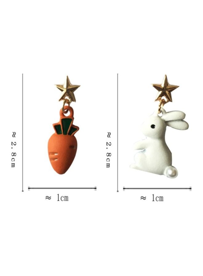 جونسون آند جونسون حلق أذن متدلي من الفضة الإسترليني عيار 925 على شكل أرنب وجزرة - Image 2